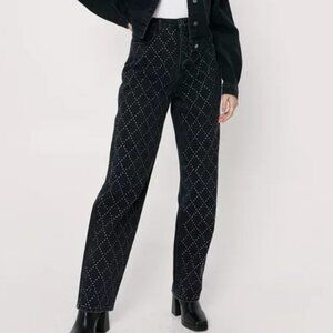 Nasty Gal Collection Studded High Rise Straight Jean Size 8